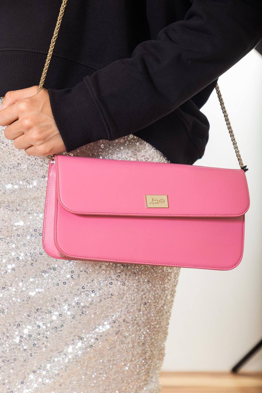 Image 10 Babe Pay Pls Pink leather baguette bag with metal logo MODELLO1