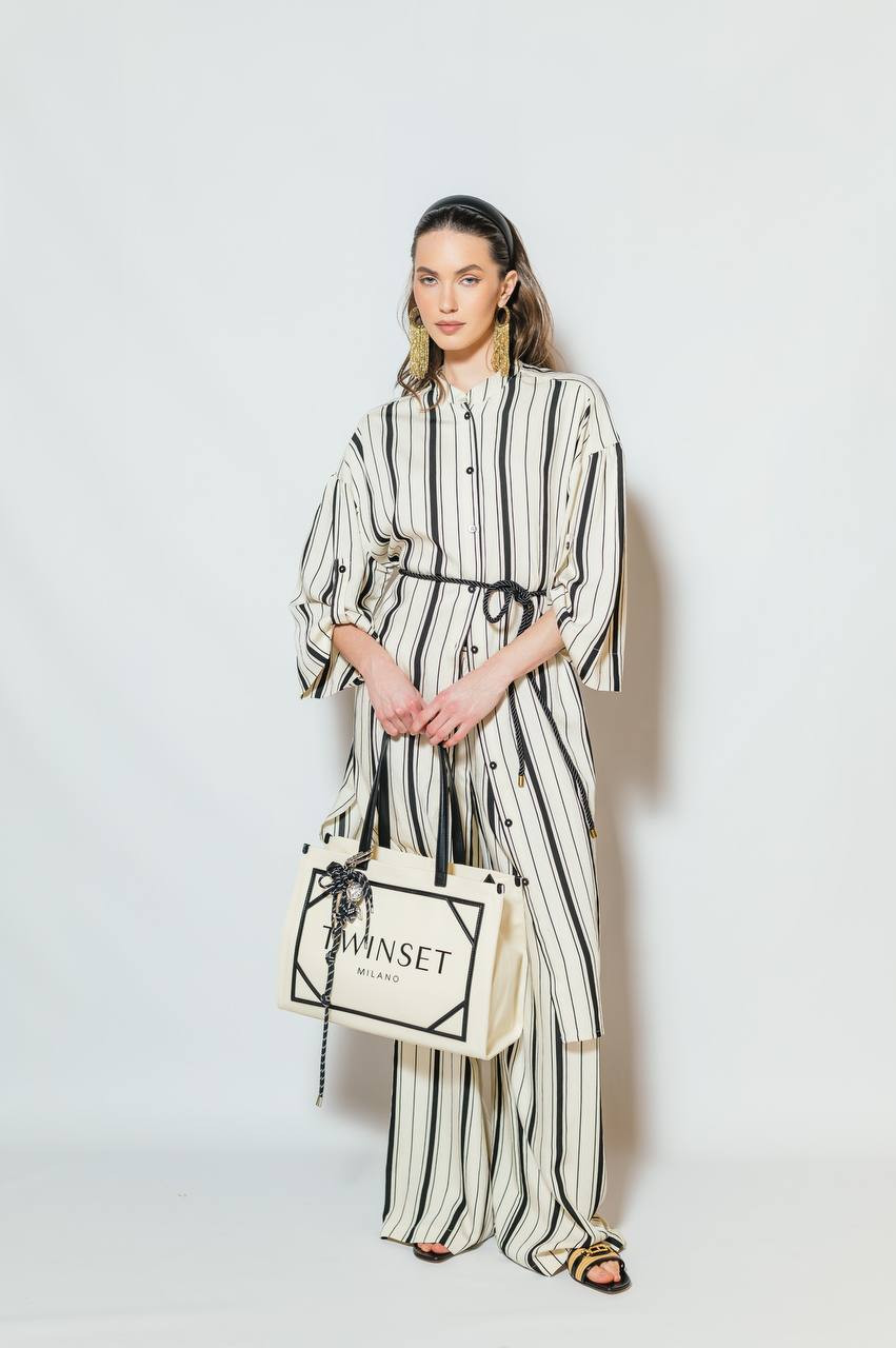 Image 6 Twinset Beige tote bag with logo print 251TB7081
