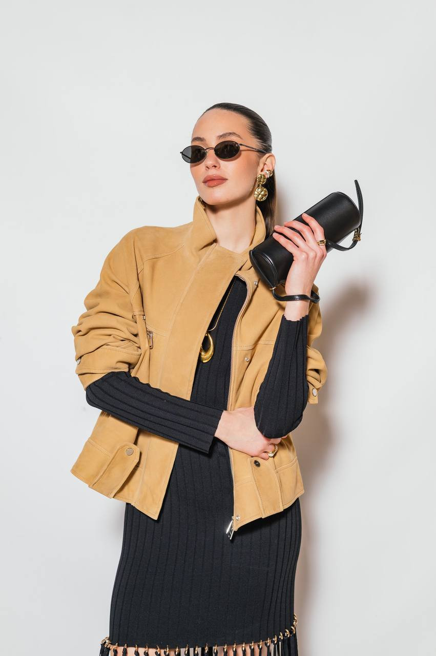 Image 6 Dondup Brown suede jacket with logo DJ665PL0586DXXX