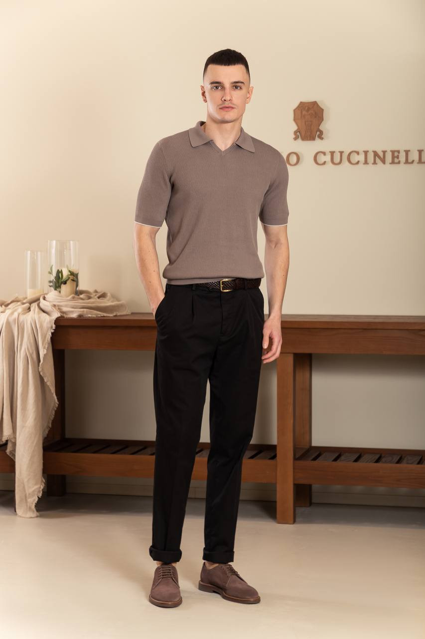 Image 6 Brunello Cucinelli Brown ribbed polo shirt M29400015