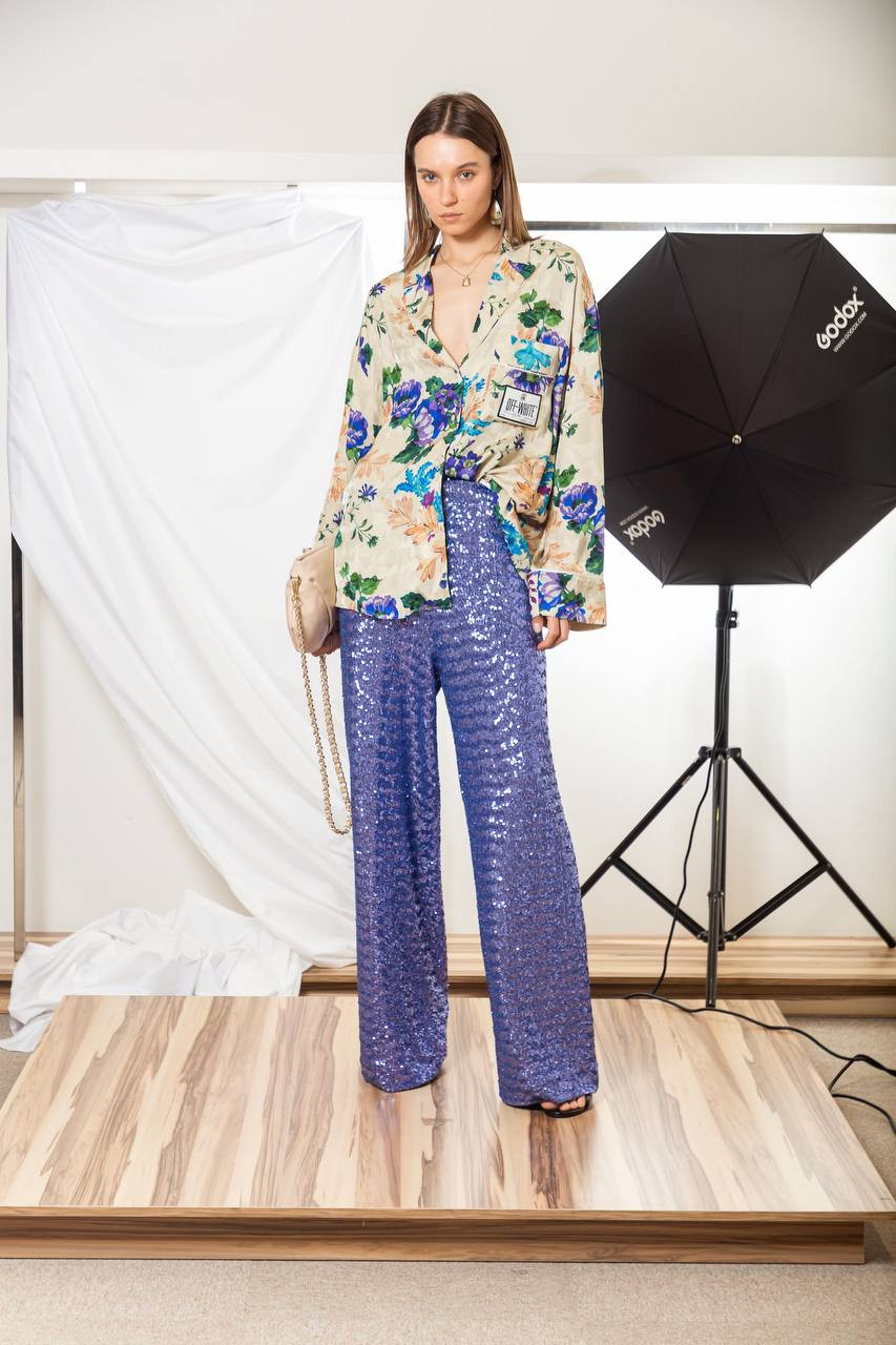 Image 6 Oseree HS22 Paillettes lilac trousers with sequins PPF213SEQUINS