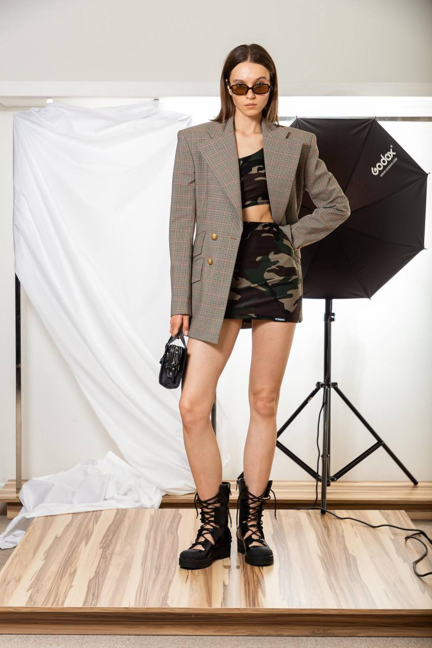 Image 7 Balmain Brown check double-breasted jacket BU1SI530XF85