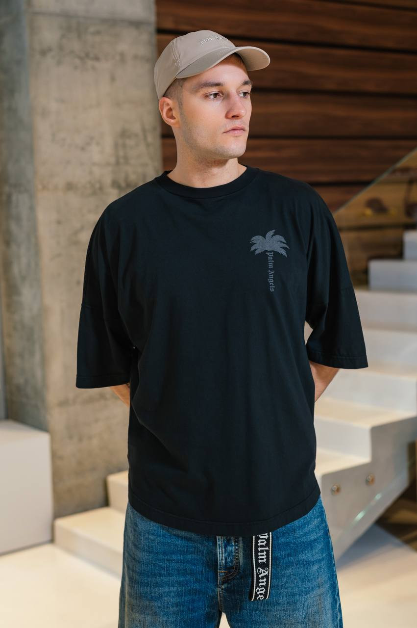 Image 6 Palm Angels Black T-shirt with logo print PMAA002S25JER004m