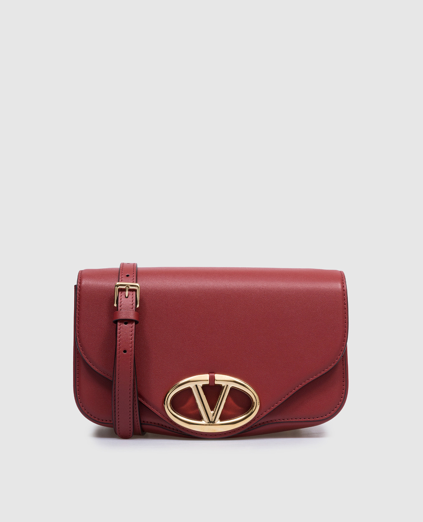 Valentino Red leather messenger bag with VLogo logo