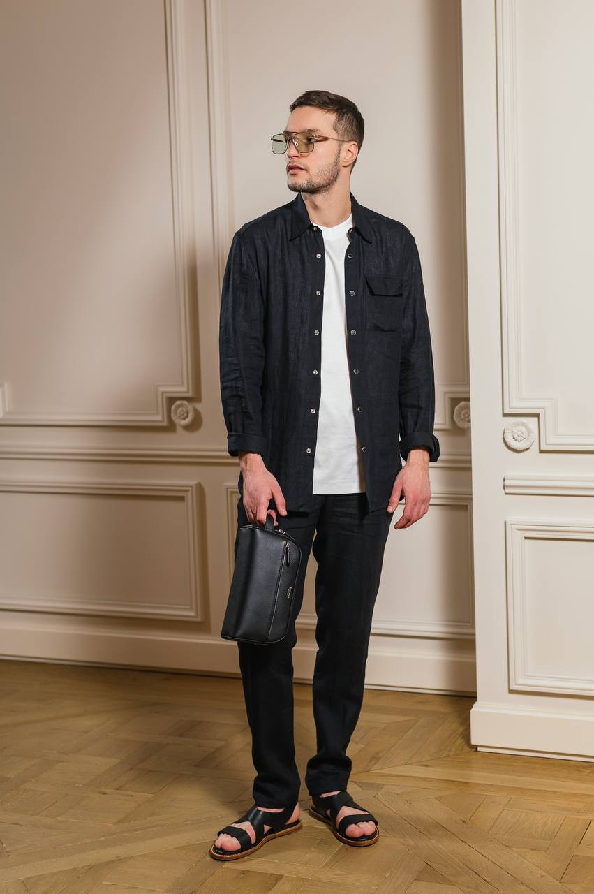 Image 6 Kiton Black linen pants UPN01H09284