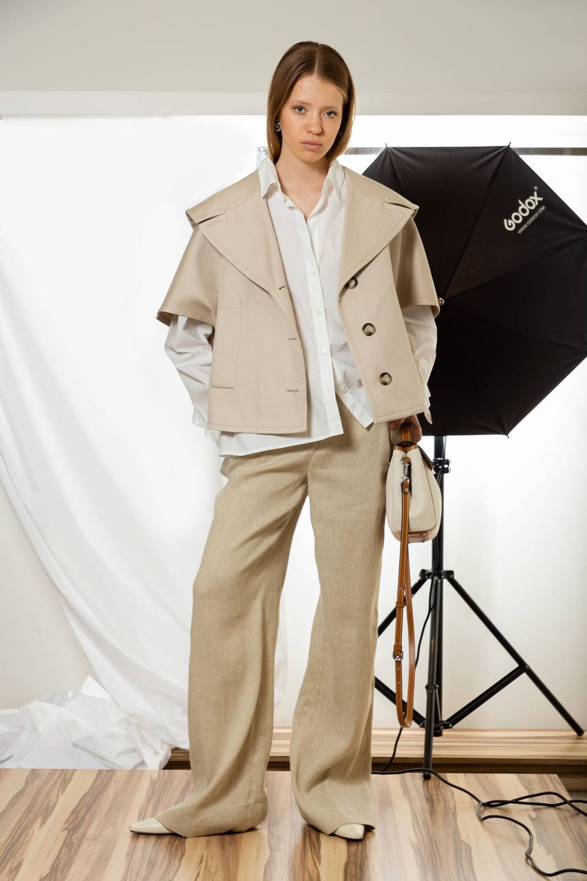 Image 7 AERON Beige Dene trousers with linen DENE